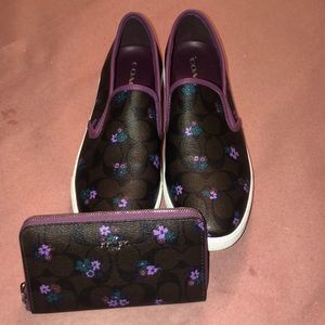 Coach tennis shoe and wristlet set.